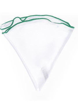 White Silk /Emerald Trim Silk Pocket Circle